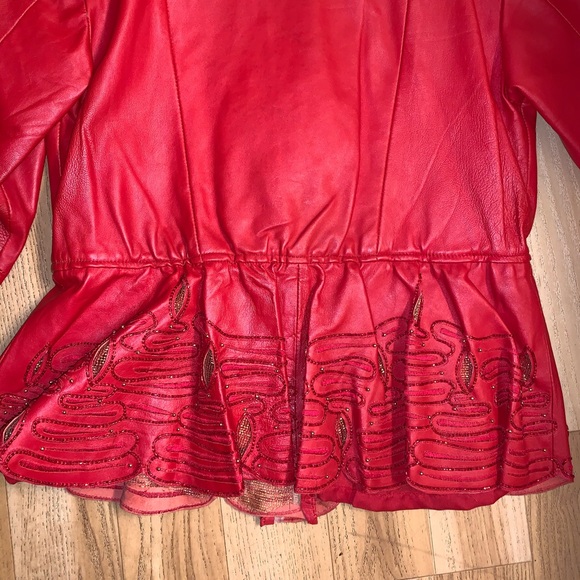 ⭐️Vintage Red Leather Jacket - M - Picture 8 of 8